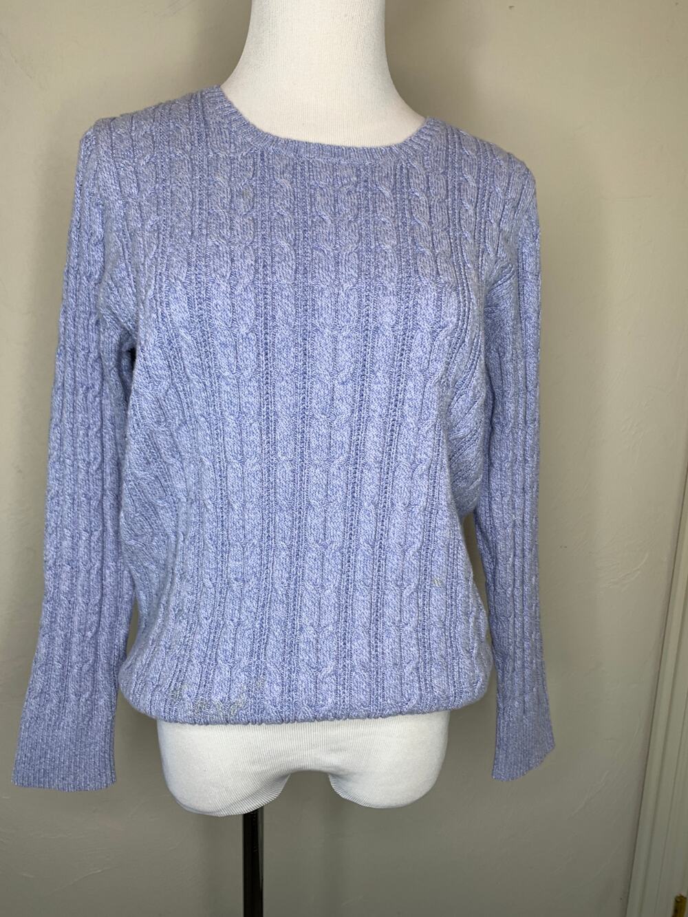 Vintage Y2k Cable Knit Blue Sweater Sz XL Cotton Coastal Fisherman